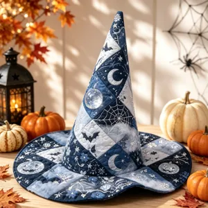 Halloween blauer Patchwork Hexenhut digital gedruckt gesteppte Party Urlaubs Dekoration