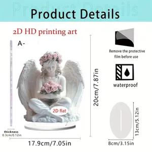 Mother's Day 2D Acrylic Angel Ornament Rose Tabletop Decor Gift for Mom 20cm new