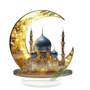 Lampe de table LED lune mosquée en acrylique décoration d'intérieur cadeau festival islamique.