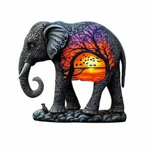Olifant zonsondergang 2D plat acryl ornament tafel slaapkamer vakantie feest decoratie