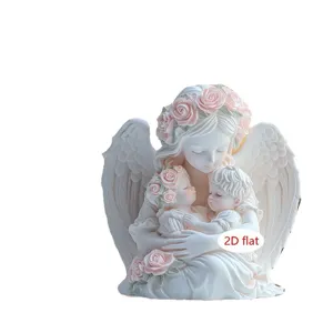 Mother's Day 2D acrylic angel mother and children figurine desktop ornament gift for mom