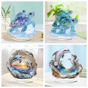 Festa della mamma 2D piatto acrilico tartaruga delfino scrivania ornamento decorazione regalo.