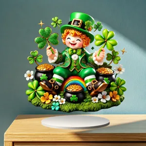 St. Patrick's Day acrylic ornament leprechaun clover desktop decor festive gift home.