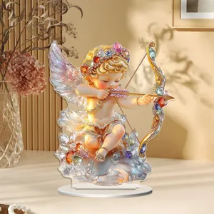 Cupid Engel Acryl Dekoration Ständer Heim Desktop Wohnzimmer Ornament Deko Figur