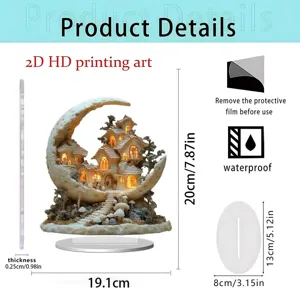 Acrylic flat night light ornament desktop decoration crystal clear fantasy moon house