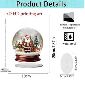 Christmas Santa Claus acrylic standee 2D decorative ornament with clear size details.