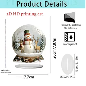 Christmas snowman and reindeers acrylic standing ornament 2D printed home desktop decor