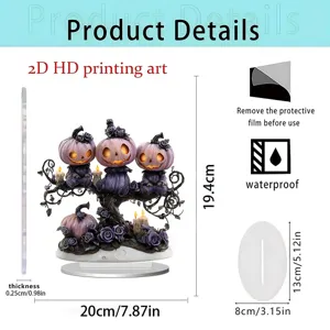 Halloween 2D acrylic pumpkin ornament tabletop decoration, waterproof flat display piece.