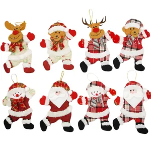 Ornamenti sospesi in tessuto per albero di Natale, simpatiche bambole di peluche babbo Natale.