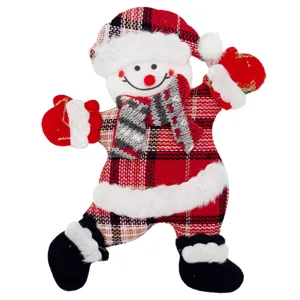 Natale tessuto pupazzo di neve peluche ornamento rosso nero plaid decorazione albero