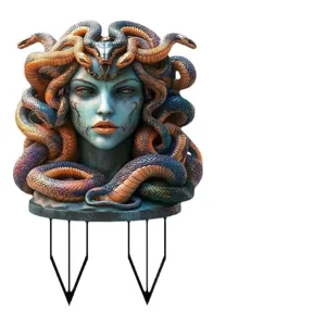 Medusa garden stake decorative acrylic yard art statue waterproof outdoor potted plant decor