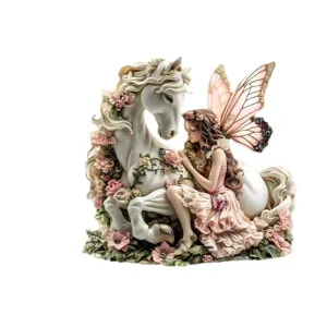 Figurine en résine de fée et licorne fantastique, beau cadeau de décoration d'intérieur.