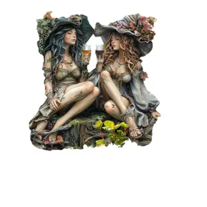 Colorful magic elf couple garden stake acrylic waterproof courtyard pendant home outdoor decor.
