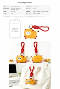Schattige leren schaap sleutelhanger met bel, Chinese stijl geluksbrenger tasbedel voor auto decoratie.