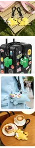Cute cartoon animal squeeze sound bag pendant soft PU leather keychain for keys and backpacks.