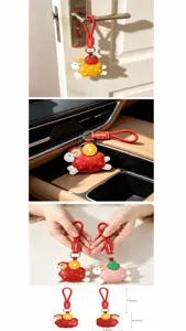 Kundenspezifisches Logo Schaf Leder Schlüsselanhänger Chinesisch Glück Glücksbringer Neujahrsgeschenk.