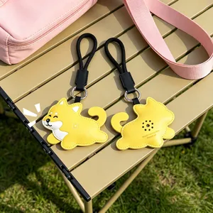 Cute Shiba Inu PU leather squeeze sound keychain bag pendant outdoor camping style 1pc