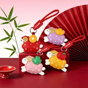 Jahr des Schafes Leder Schlüsselanhänger Chinesischer Stil Glück Schaf Tasche Anhänger Für Damen Herren Neujahr Geschenk Schlüsselanhänger Zubehör