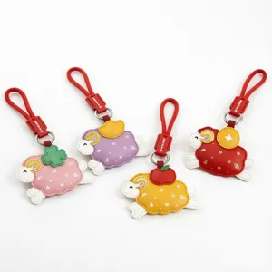 Süßes Leder Schaf Schlüsselanhänger Set, chinesischer Glück Neujahr Tasche Anhänger für Geschenk.