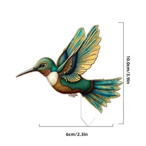 Acrylic hummingbird plant stake garden flower pot decorative ornament insert card 10cm