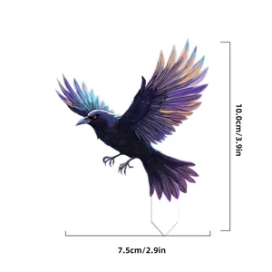 Acrylic flying crow plant stake pot decoration ornament flower pot insert garden decor 10cm