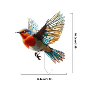 Acrylic flying bird plant pot insert, decorative garden stake for potted plants desktop decor.