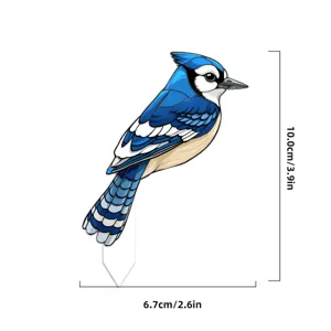 Acrylic blue jay plant pot stake decorative insert garden pot ornament bonsai decor