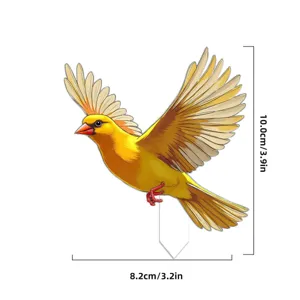 Acrylic flying bird plant stake decorative ornament for flowerpots and desktop potted plants.