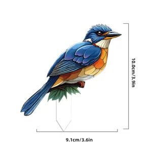 Acrylic blue bird plant decorative stake garden pot insert potted plant ornament accessory
