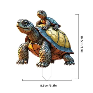 Acrylic turtle plant pot insert decorative garden stake for desktop potted plants and flower pots