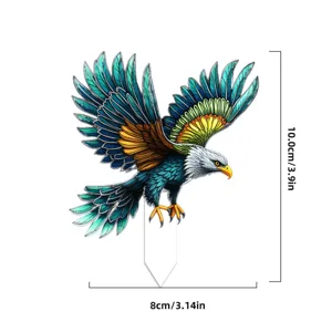 Acrylic eagle flower pot decorative stake, plant pot insert ornament for garden and desktop decor.