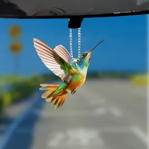 Acryl Kolibri Auto Hängende Ornament Süße Tier Rucksack Anhänger Bunte Vogel Heim Dekor Fenster Hängende Geschenk