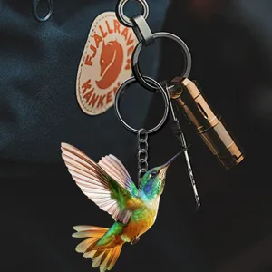 Vibrierender bunter Kolibri Acryl Schlüsselanhänger für Rucksack, Auto Deko oder Geschenk.