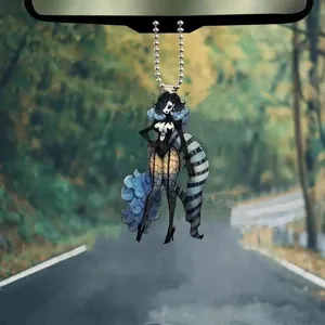 Halloween Sexy Anime Girl Acrylic 2D Flat Car Rearview Mirror Hanging Ornament Backpack Key Pendant Charm Gift