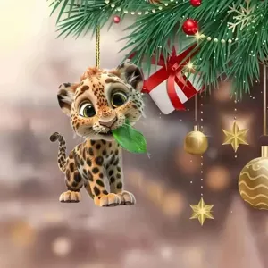 Niedlicher Cartoon-Leopard Acryl-Hängeornament für Autospiegel, Rucksack oder Schlüsselanhänger.