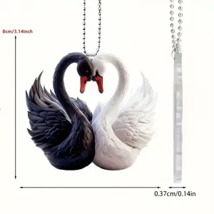 Acryl schwarz weisser Schwan Auto Haengeornament Dekoration Geschenk Detail ideal