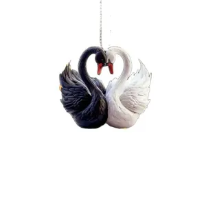 Valentinstag Schwan Acryl Auto Hängende Ornament, Süße Paar Rückspiegel Anhänger Dekor.