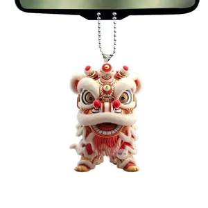 2025 New Chinese Lion Dance Acrylic Pendant Car Rearview Mirror Hanging Ornament!