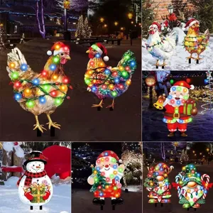 Christmas LED Acrylic Yard Stake Outdoor Lawn Decorative Glowing Sign Holiday Garden Ornament