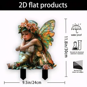 Acrylic garden stake outdoor fairy yard decoration waterproof durable 2d flat sign 11.8 inch