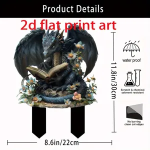Acrylic dragon garden stake, outdoor yard lawn art decor with waterproof and scratch resistant design.
