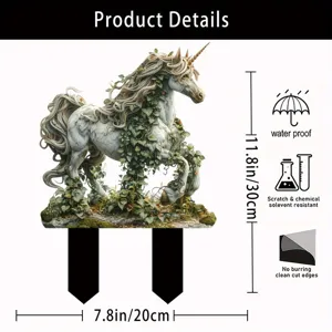 Acrylic unicorn garden stake outdoor yard ornament waterproof lawn decor 30x20cm