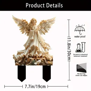 Acrylic garden stake detail, angel and dove design, waterproof, scratch resistant, 11.8x7.7 inch.