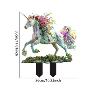 Detailed view of the magical unicorn garden stake highlighting fine details and size.