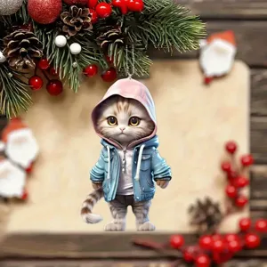 Cute Cartoon Cat Acrylic Pendant Car Rearview Mirror Hanging Ornament Backpack Charm Home Decor Gift