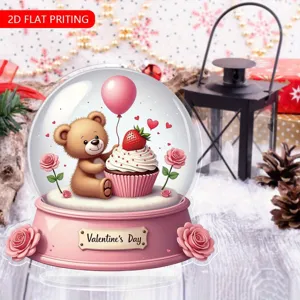 Cute 2D acrylic teddy bear cupcake ornament Valentine day table decor gift best choice