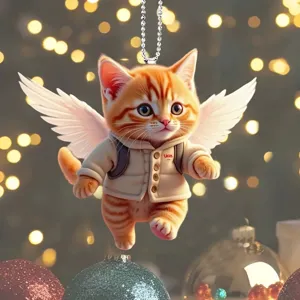 Cute angel cat car hanging ornament Christmas tree pendant rearview mirror charm decor accessory
