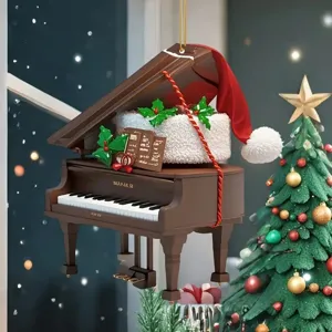 Noël Grand Piano Acrylique Ornement Mignon Dessin Animé Fête Vacances Décor Pendentif Sac à Dos Décoration Suspendue