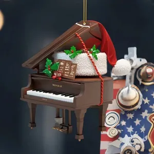 Noël miniature piano à queue suspension ornement chapeau de père Noël fête décoration
