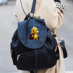 Cute yellow duck acrylic backpack charm pendant, stylish car rearview mirror hanging decoration.